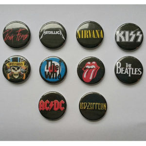 Lot of 10 1.25" Pinback Buttons Classic Bands